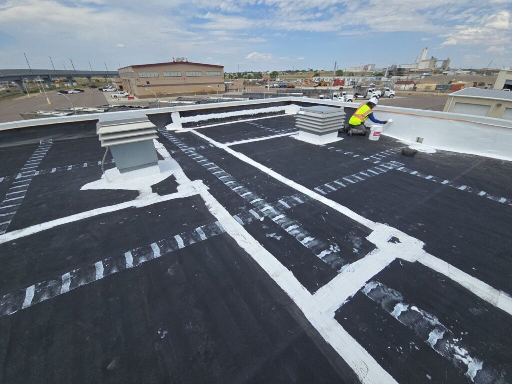 commercial flat roof coating seam detail denver co